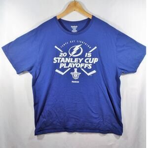 Reebok Blue 2015 Tampa Bay Lightening Stanley Cup Playoff Cotton T Shirt Size 2X